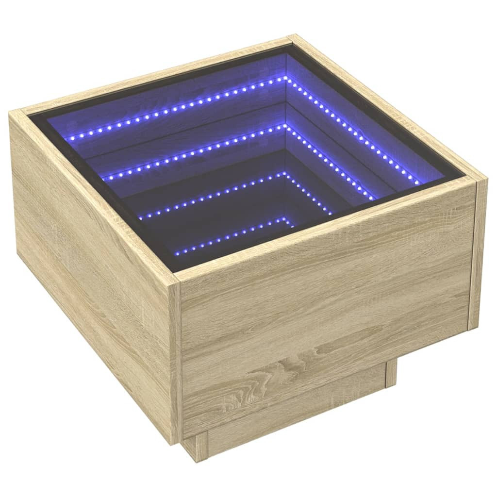 Szafka Nocna Stolik Komoda Brązowa z LED Do Sypialni 40x40x30 cm