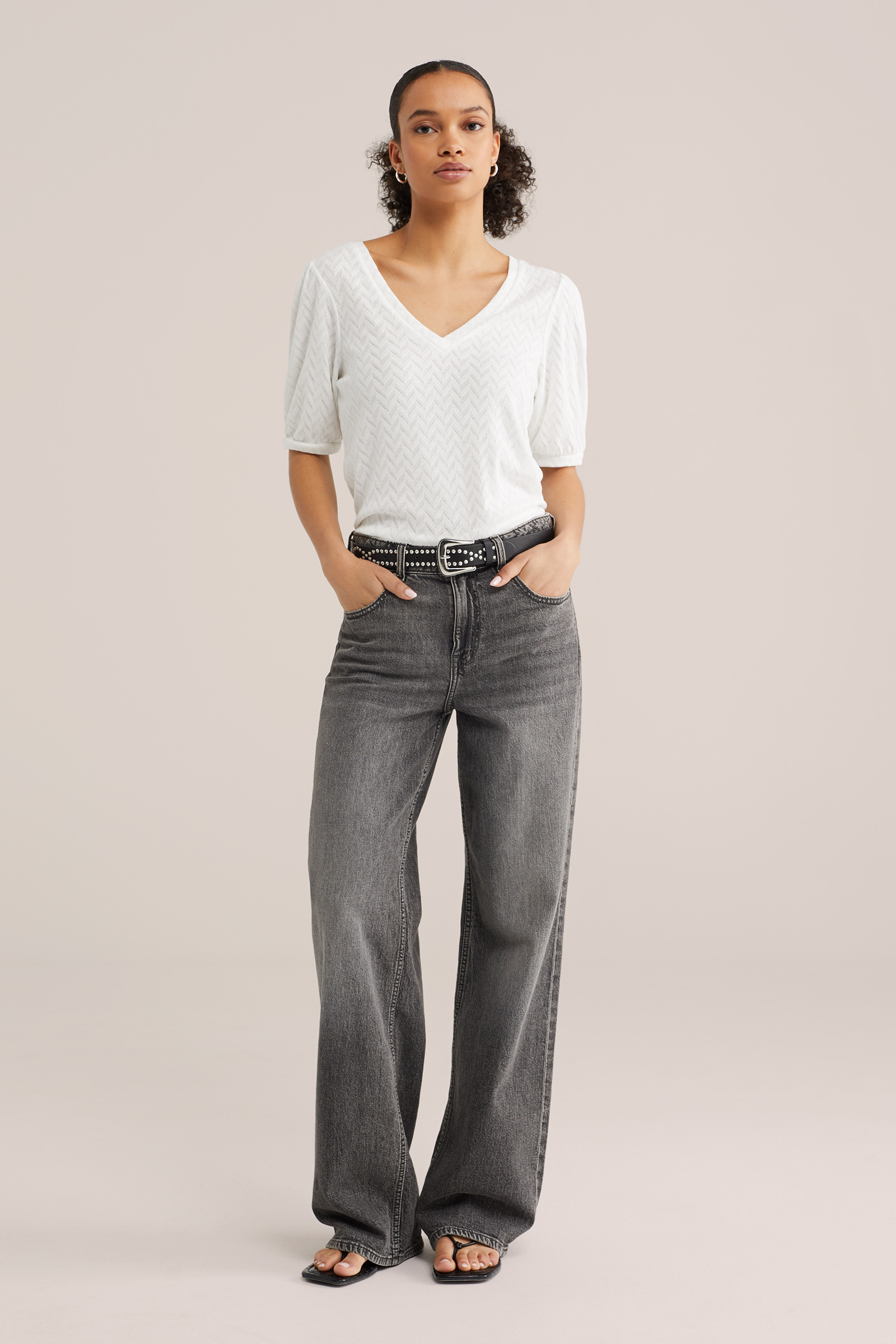 Dames T-shirt met opengewerkt structuur