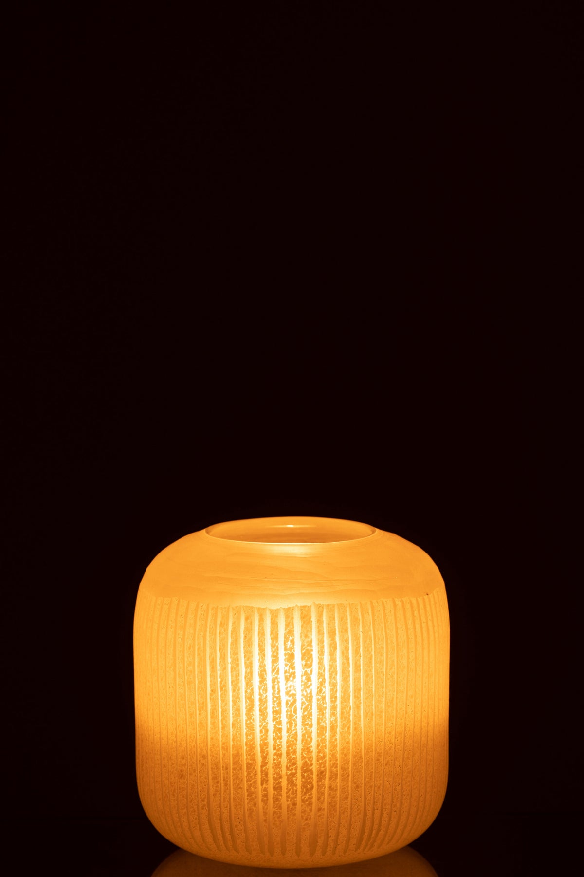 J-Line vaas Strepen - glas - lichtgeel - small - Ø 17 cm