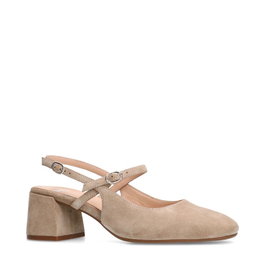 Manfield Beige suède slingbacks