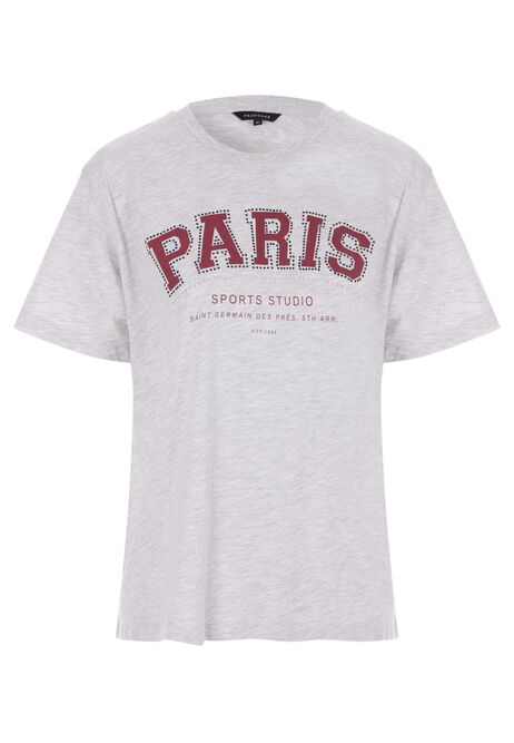 Womens Grey Paris Sports Studio Short Sleeve T-shirt