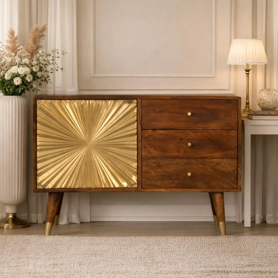 Artisan Furniture Massief hout Manilla goud dressoir
