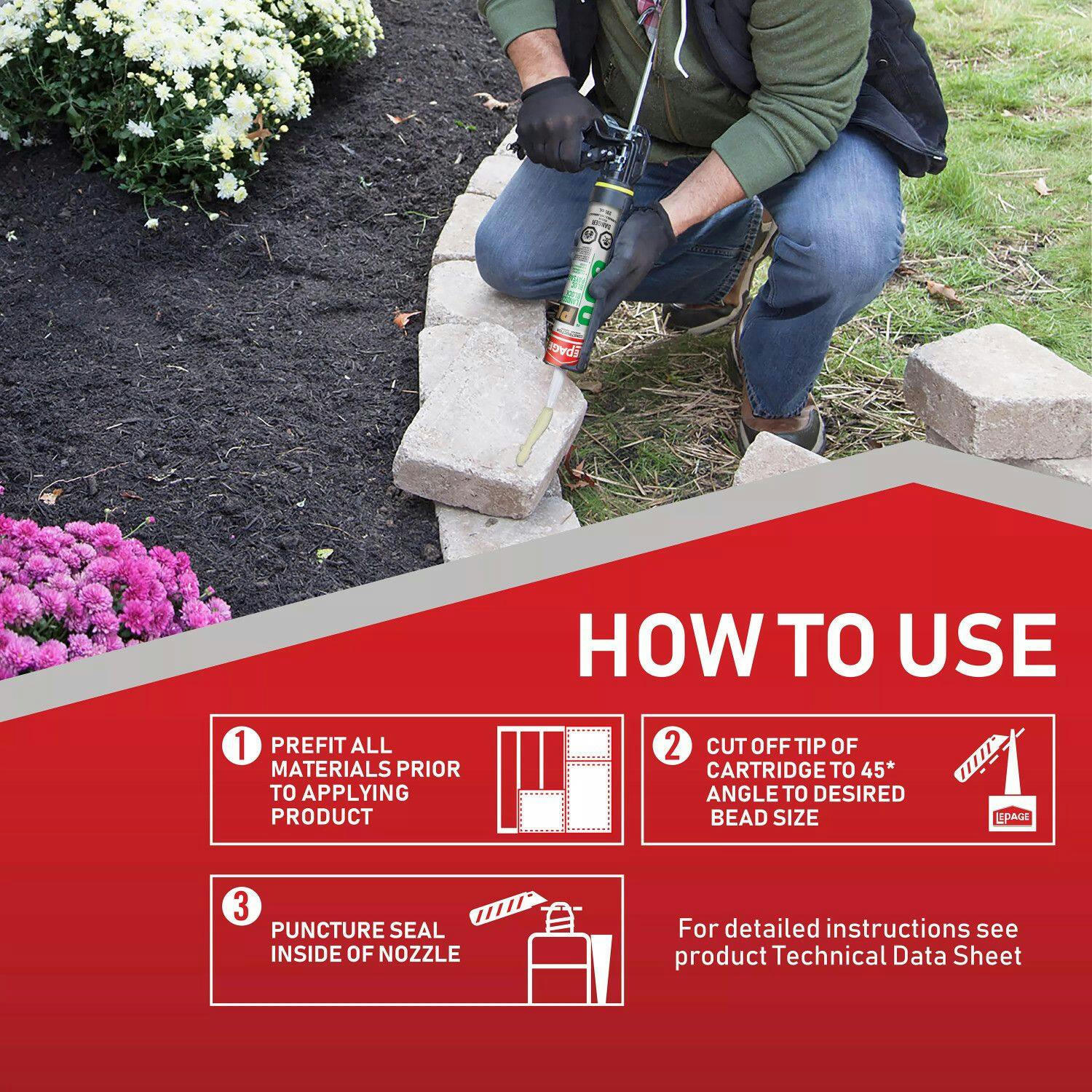 LePage PL 600 Landscape Block All-Weather Construction Adhesive Glue, Brown, 295-mL