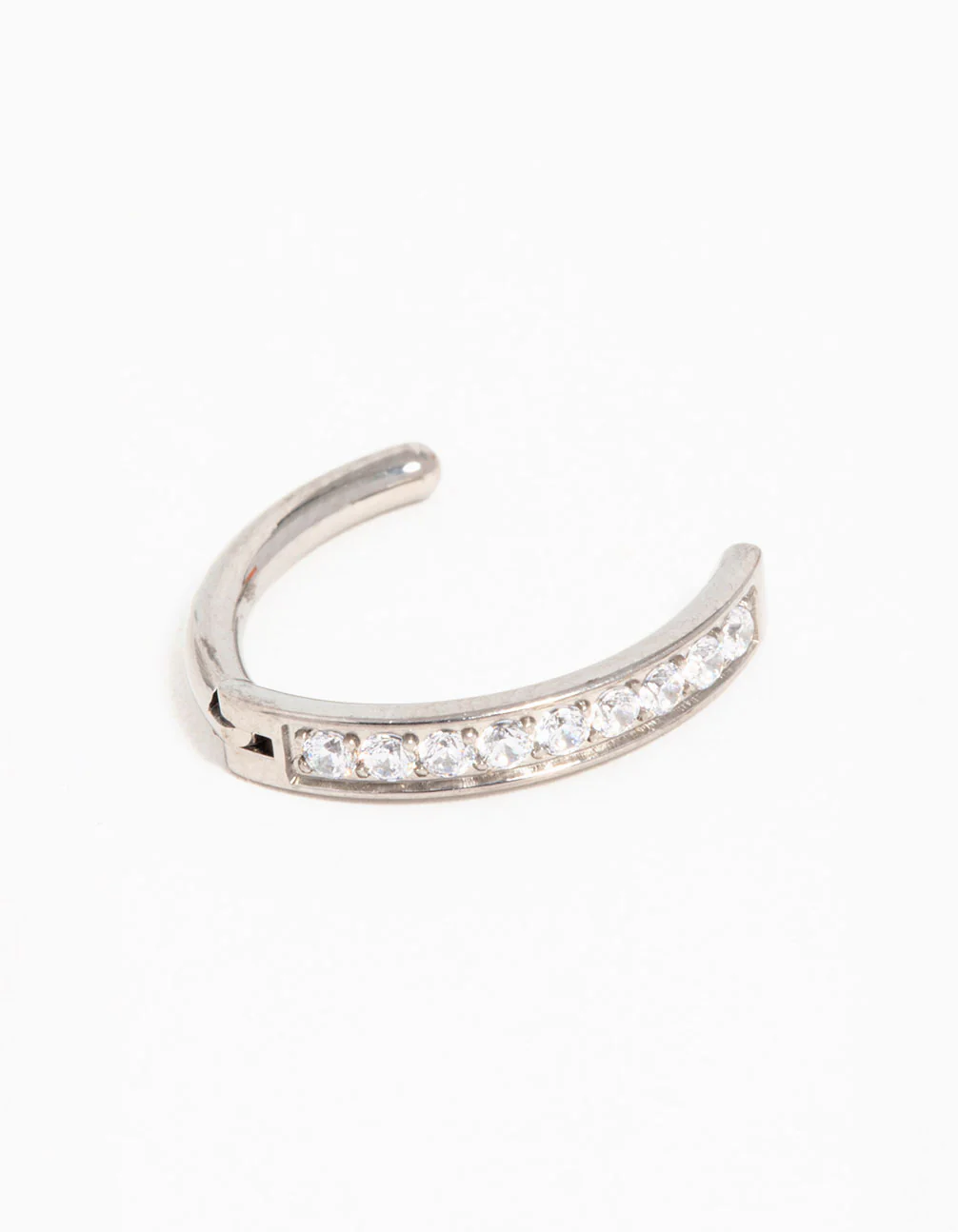Titanium Cubic Zirconia Curved Ring Belly Ring