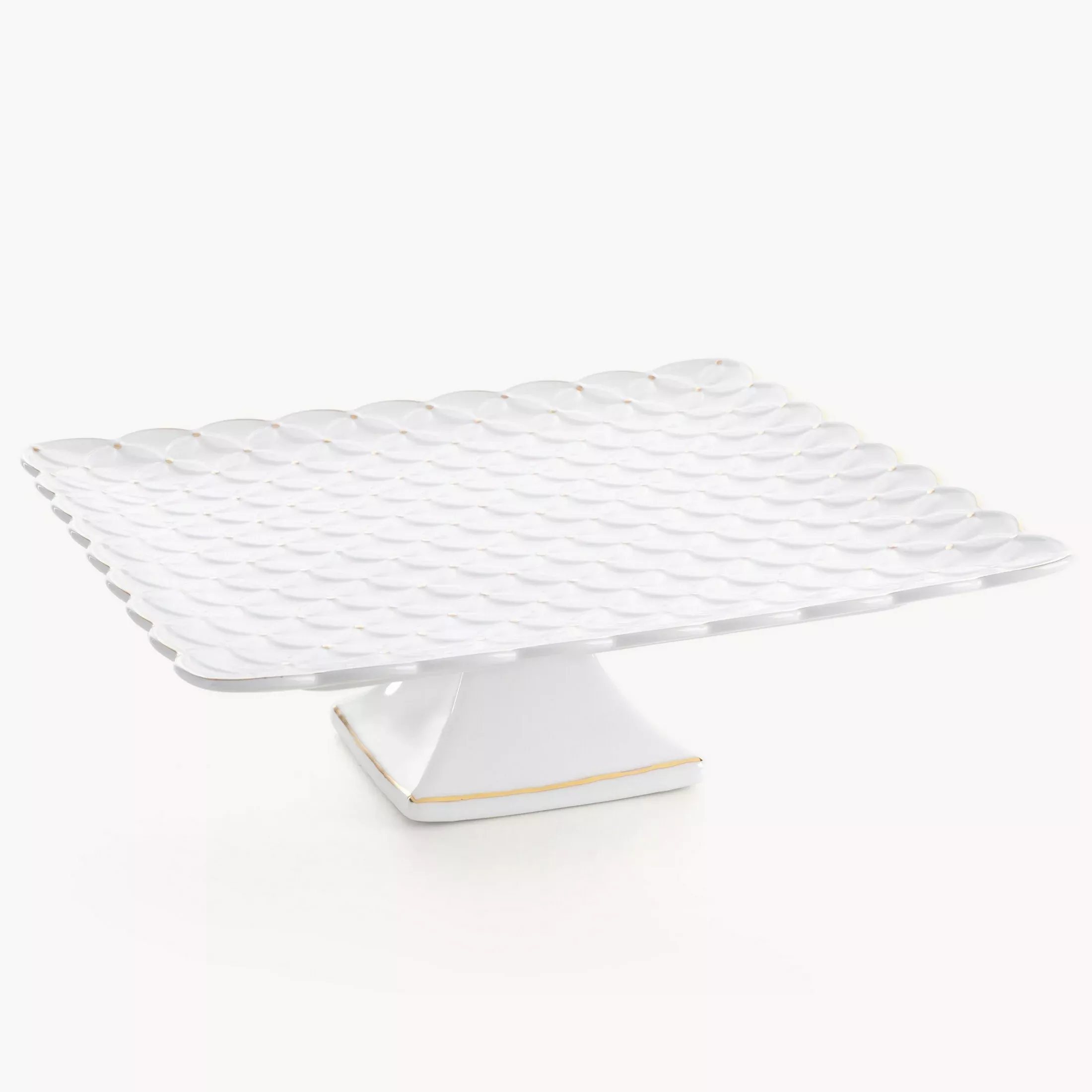 Patera ceramiczna dekoracyjna kremowa z złotymi akcentami 32x32x10 cm BELIA