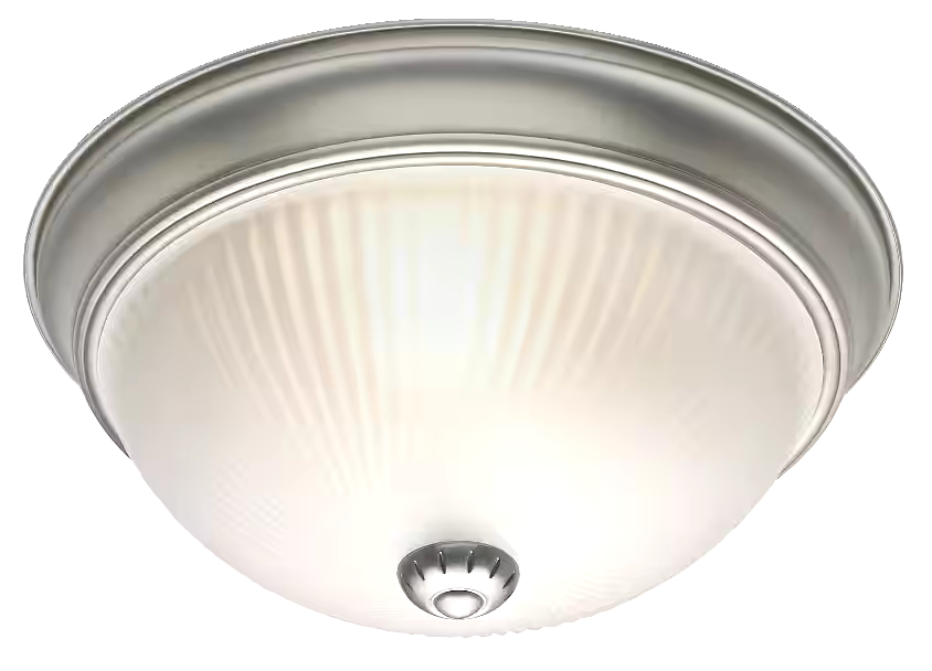 For Living Frosted Swirl Glass Shade Flush Mount Ceiling Light Fixture, Brushed Pewter, 13-in