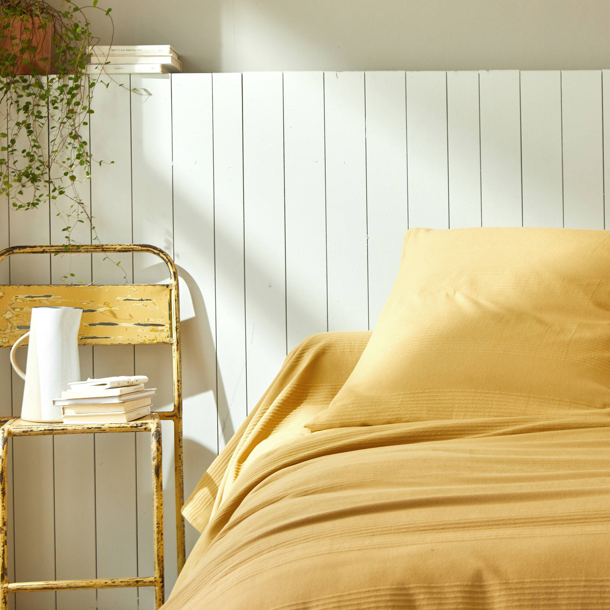 Jeté de lit uni tissé coton