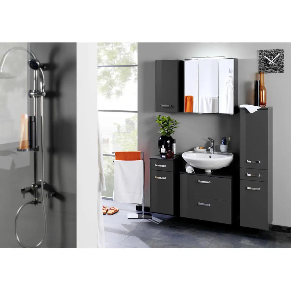 Hangkastje Bobbi 30cm 1 deur - grafiet/hoogglans grijs