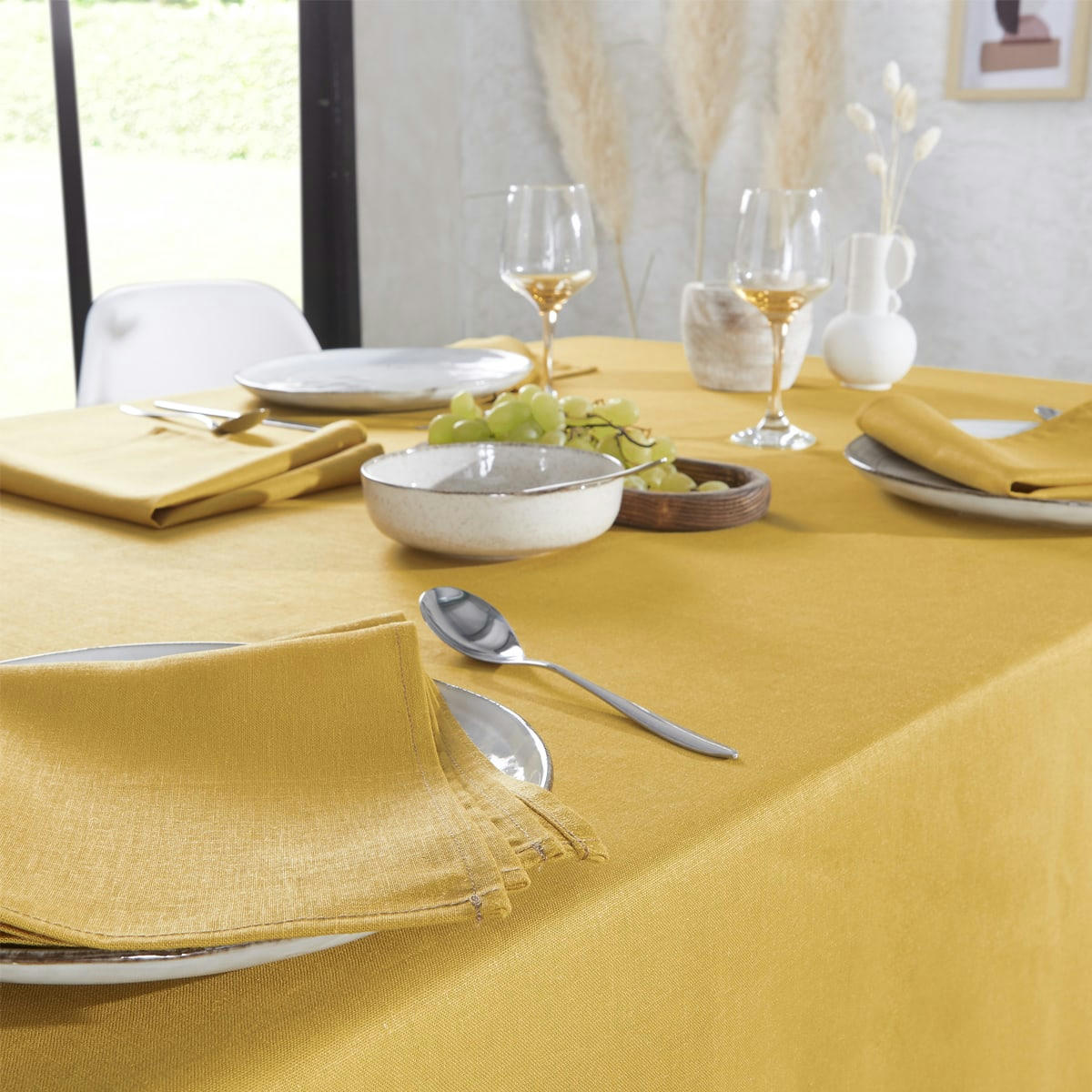 LA LILLOISE - Serviette de table unie en polylin, Safran 45 x 45 cm