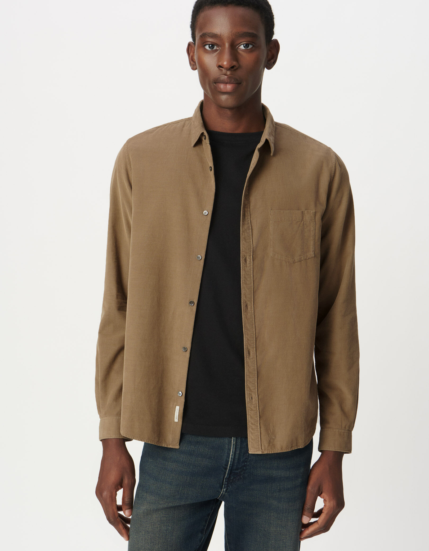 Chemise regular marine coton bio velours milleraies Homme