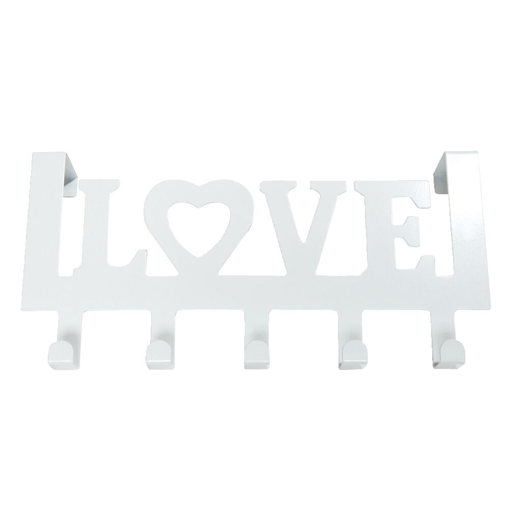 Crochet de porte LOVE en métal blanc ou noir 36,5x16,5cm - 2 modèles