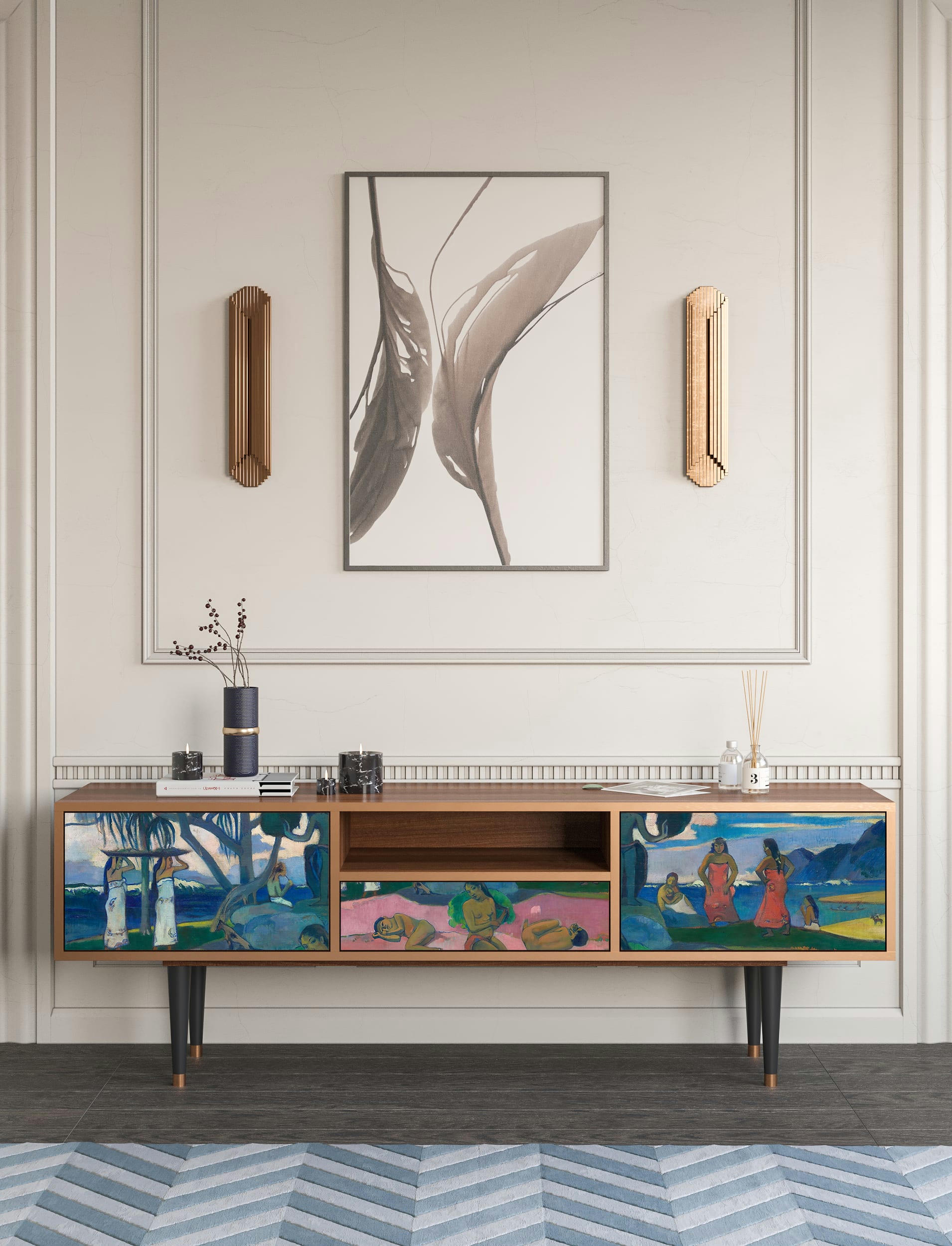 DAY OF THE GOD BY PAUL GAUGUIN - Meuble TV  multicolore 1 tiroir et 2 portes L 170 cm