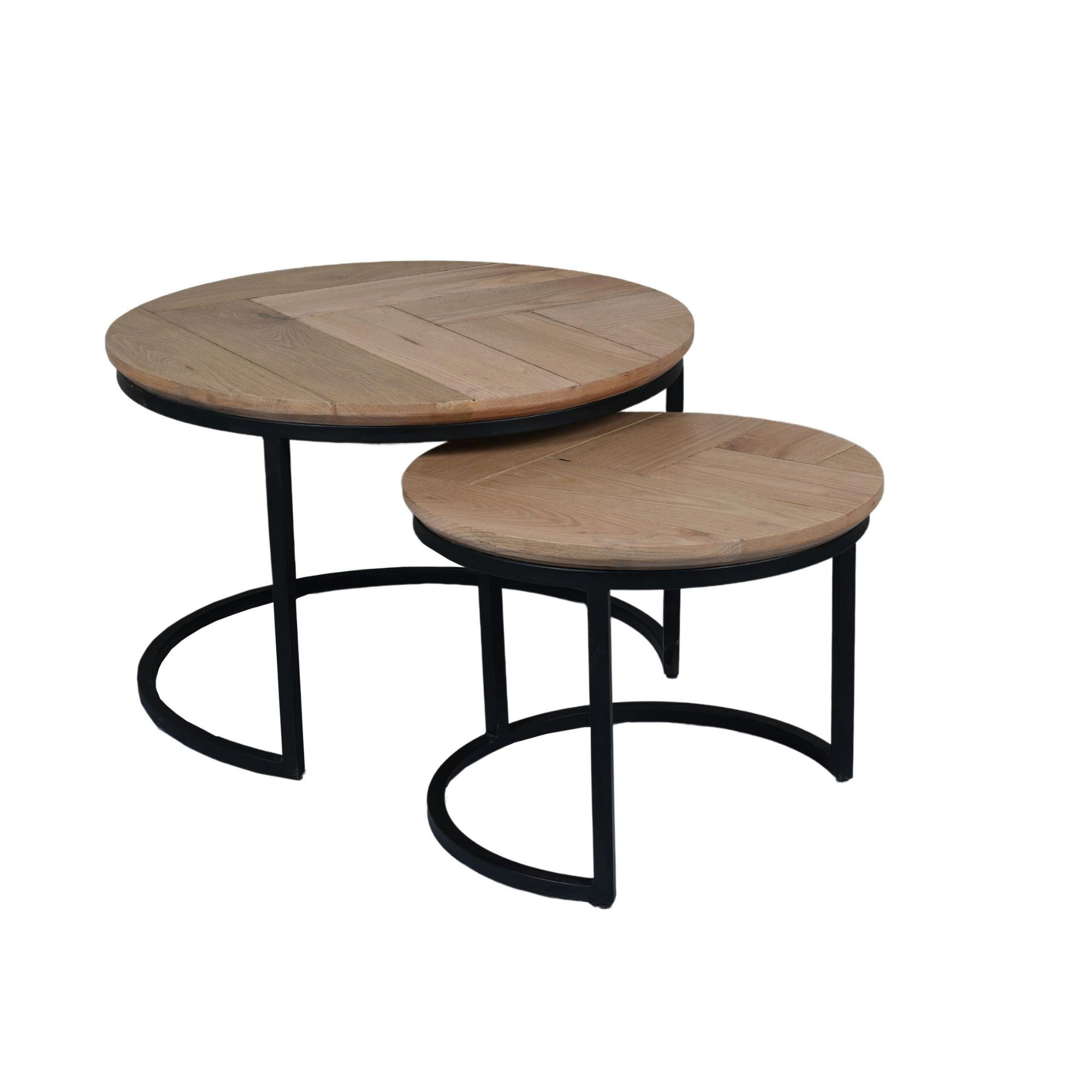 Table basse gigogne décor parquet clair (lot de 2) LEXTON