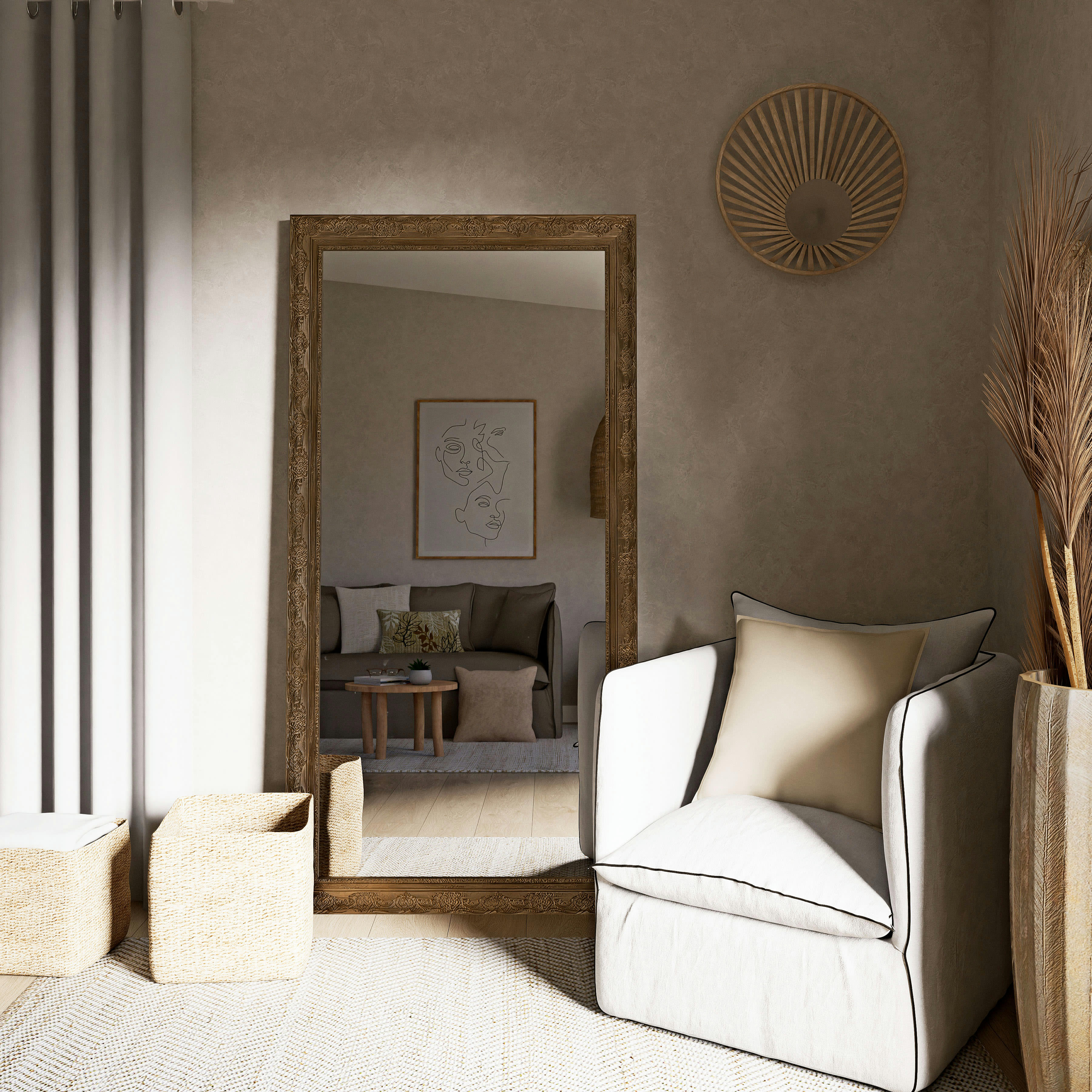 - Applique en bambou et verre opaline