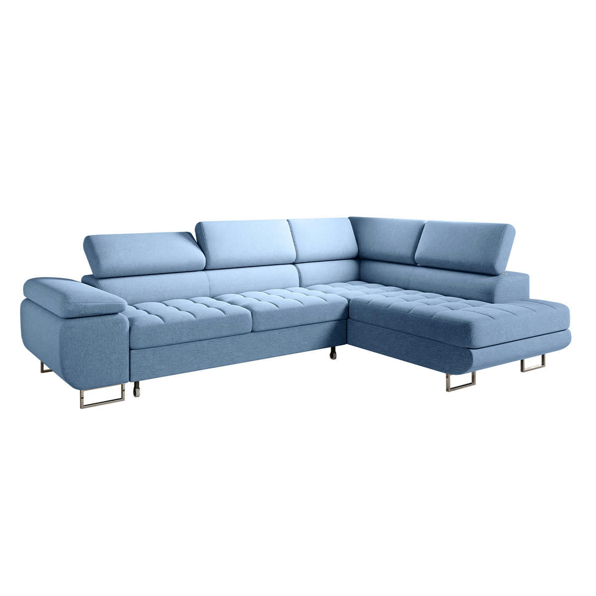 - Canapé d'angle convertible droite 4 places bleu