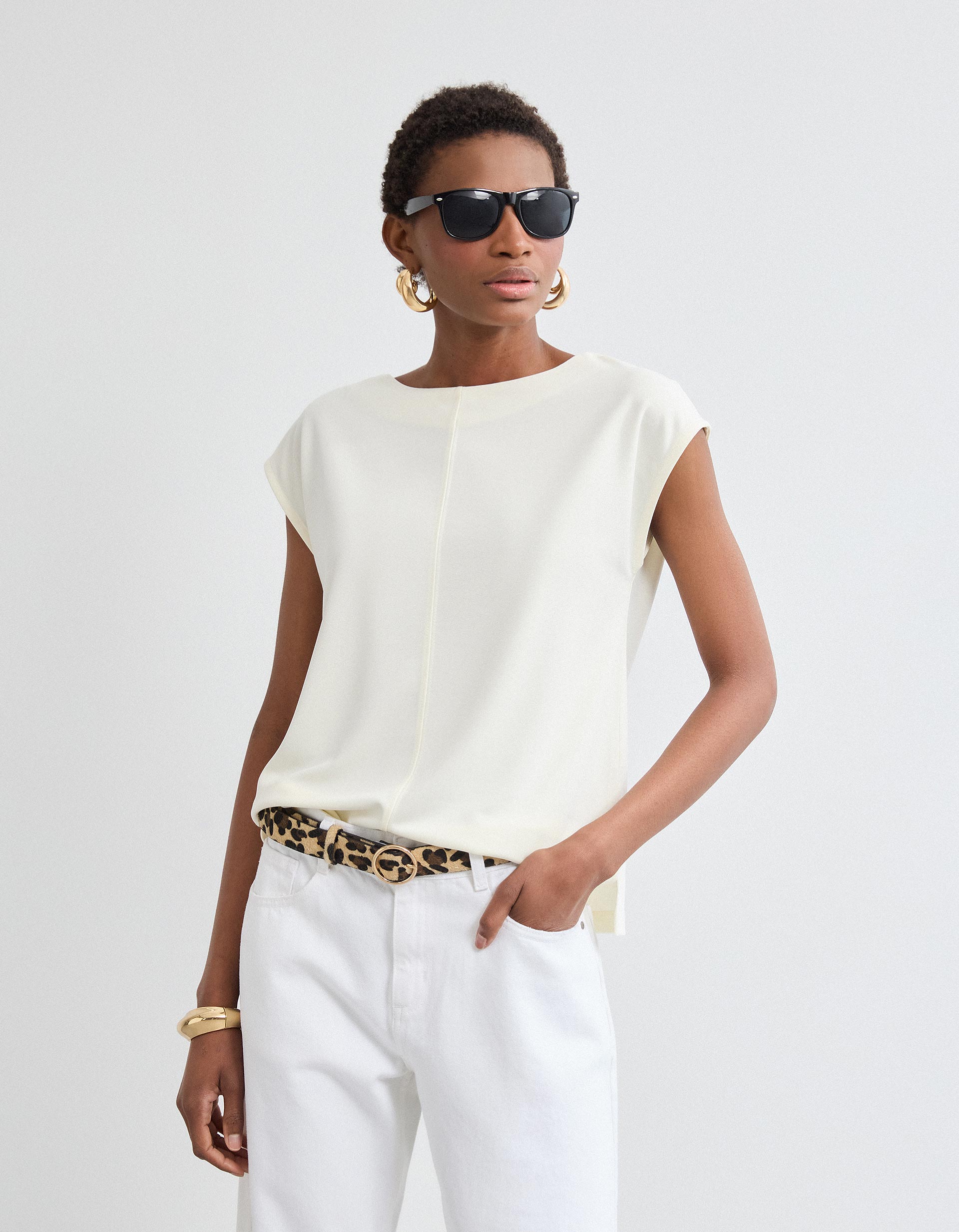 T-shirt, Mulher, Bege Claro