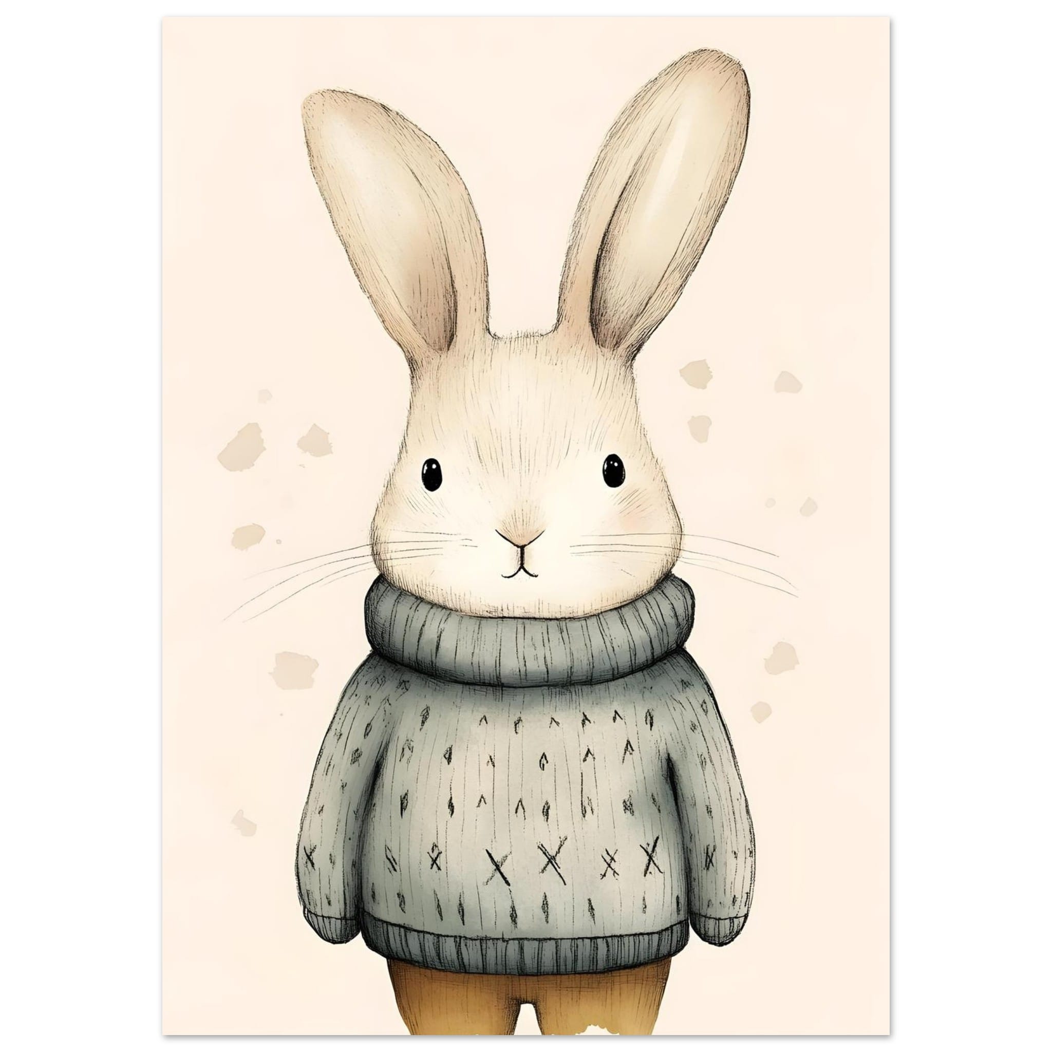 Artfulprints Winterkonijn aquarel  poster 50x70 cm