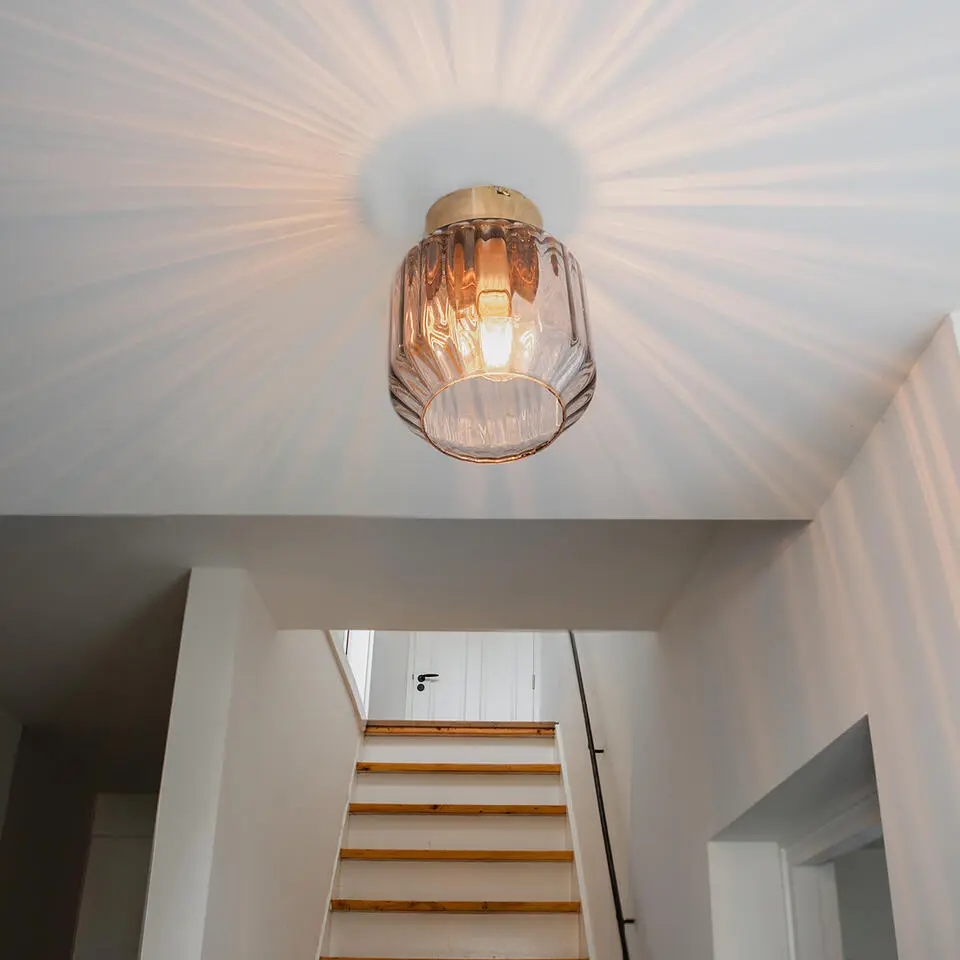 Qazqa plafondlamp stiklo goudkleurig e27