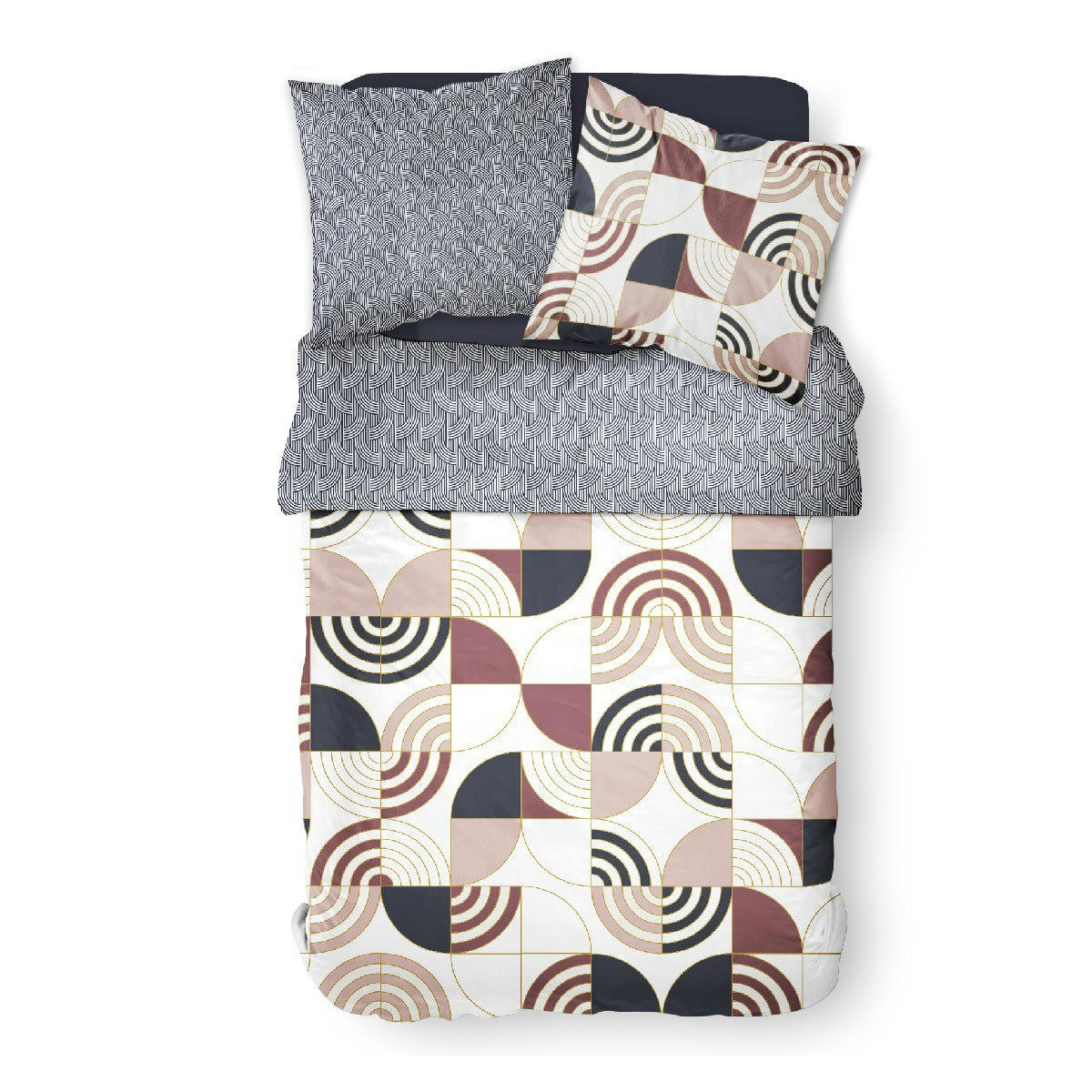 SUNSHINE - Parure de lit 2 personnes imprimé en Coton Blanc 240x260 cm