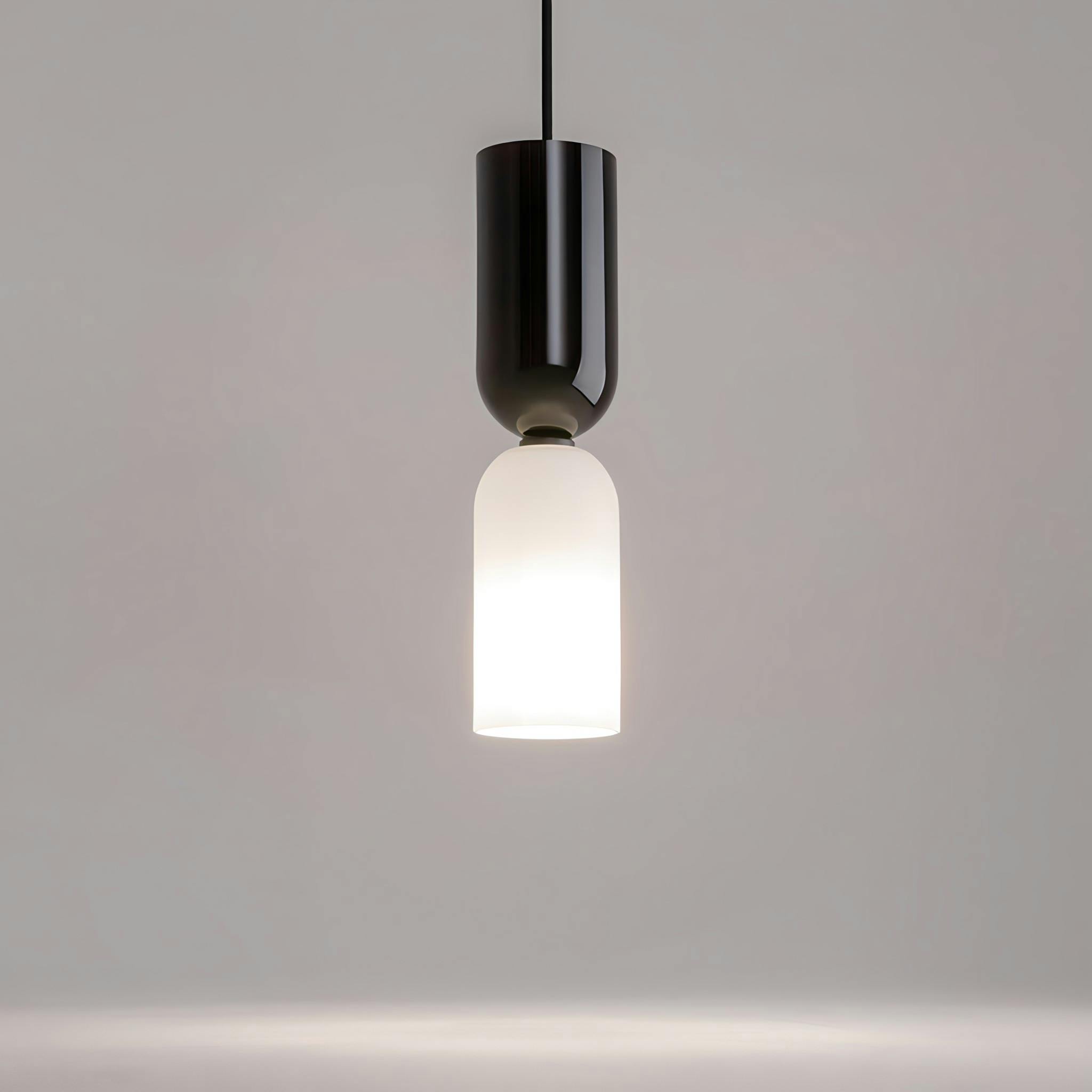 Suspension noire & blanche en verre - forme sablier WINDER