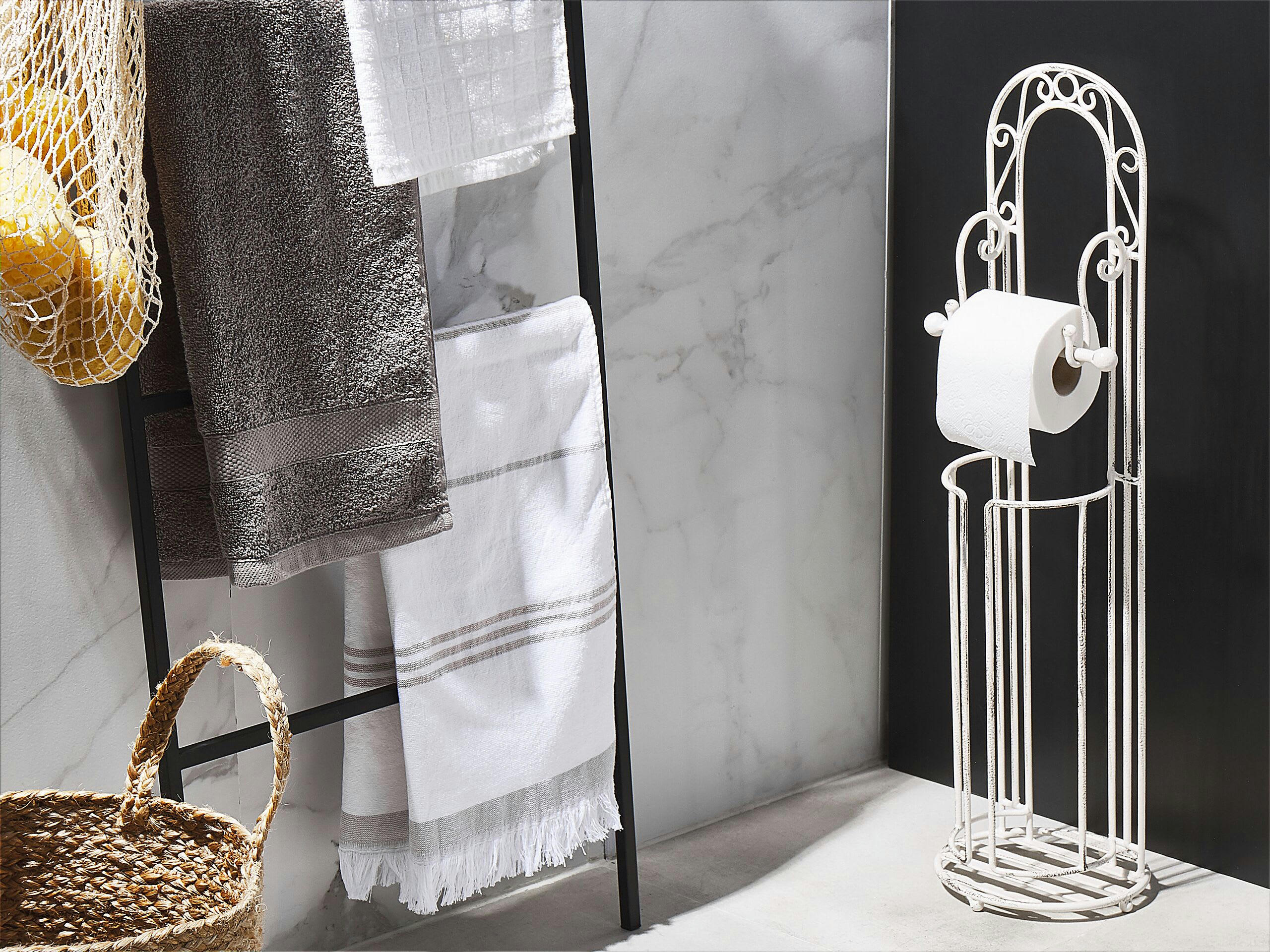 TEMUCO - Porte papier-toilette sur pied en métal blanc vielli