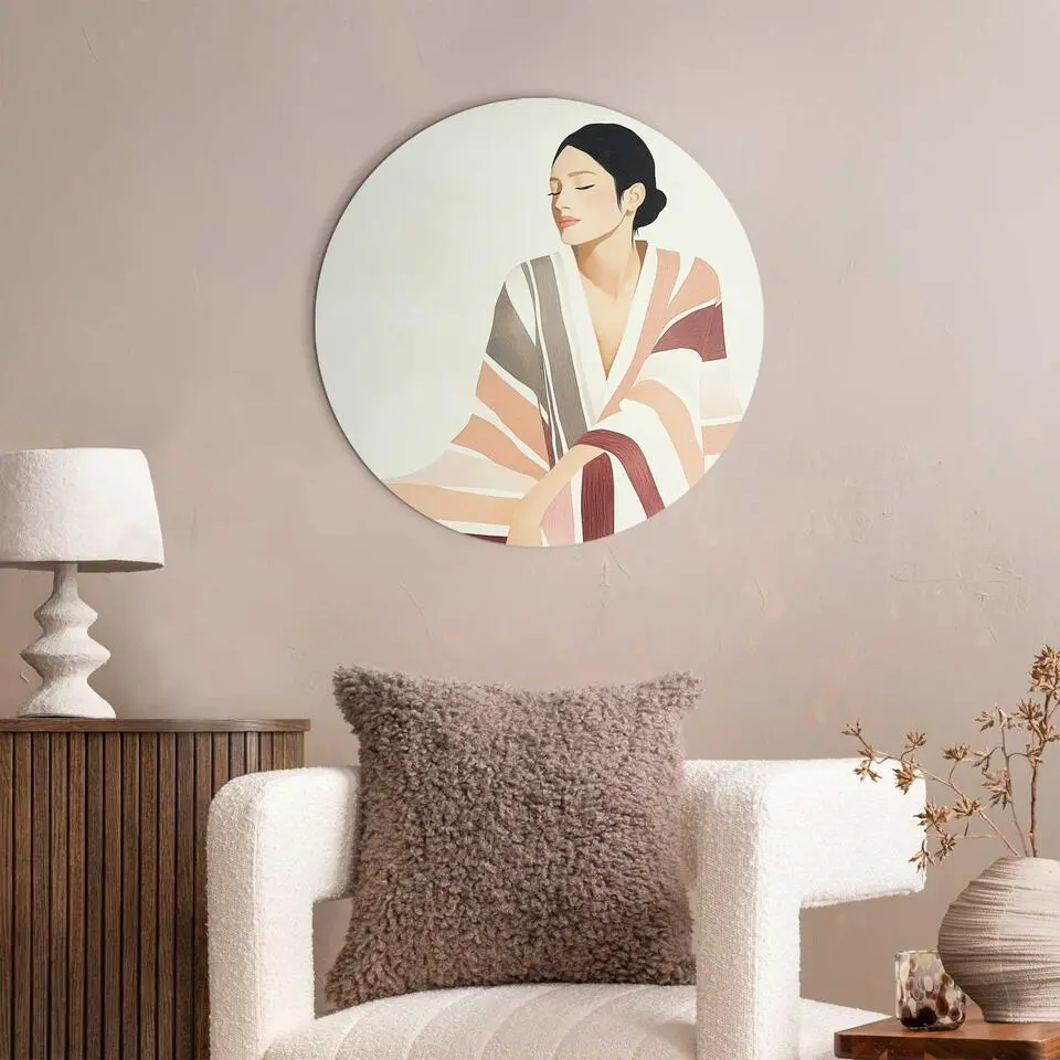 Glasschilderij Rustige elegantie - &Oslash; 50 - Beige