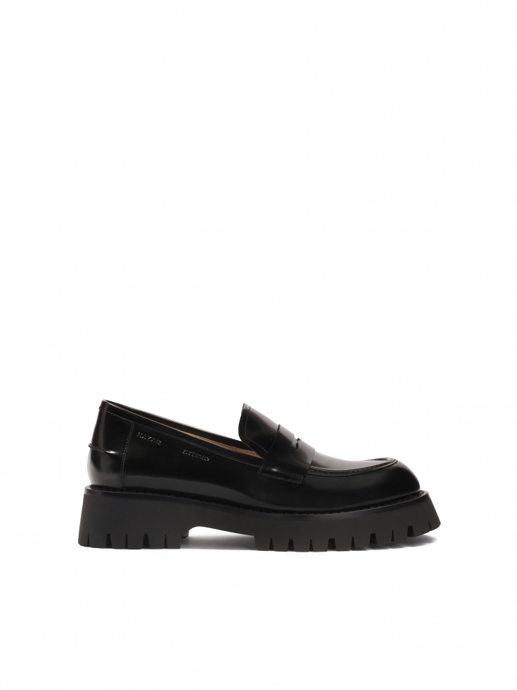 Ladies’ black leather loafers
