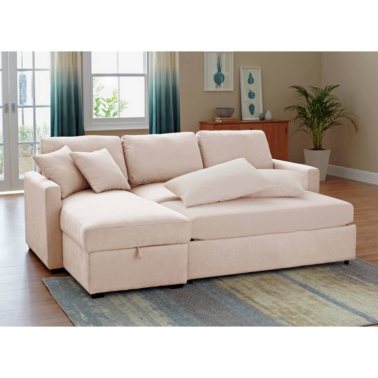 Habitat Reagan LH?Storage Corner Chaise Sofa Bed - Natural