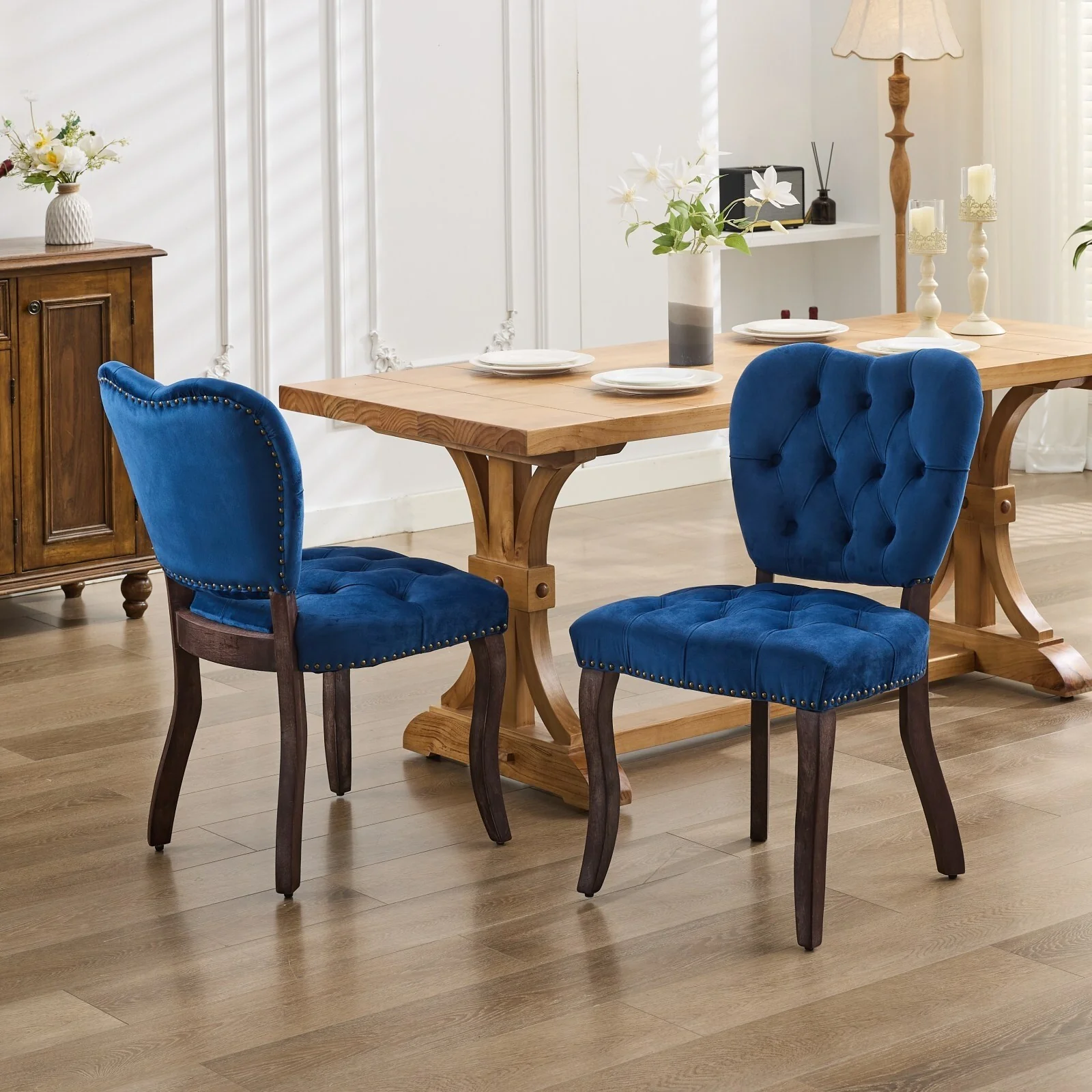 Tufted Dining chair,Set of 2,with high backrest