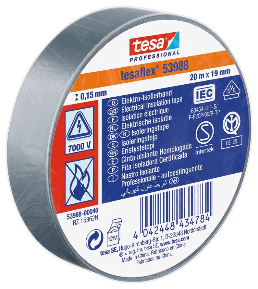 ISOLERINGSTAPE TESA 20MX19MM GRÅ
