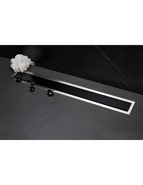 Caniveau de douche CONFLUO PREMIUM LINE en verre noir-Multicouleur-45x12 cm-Multicouleur-12.00 --30.00 --12.00