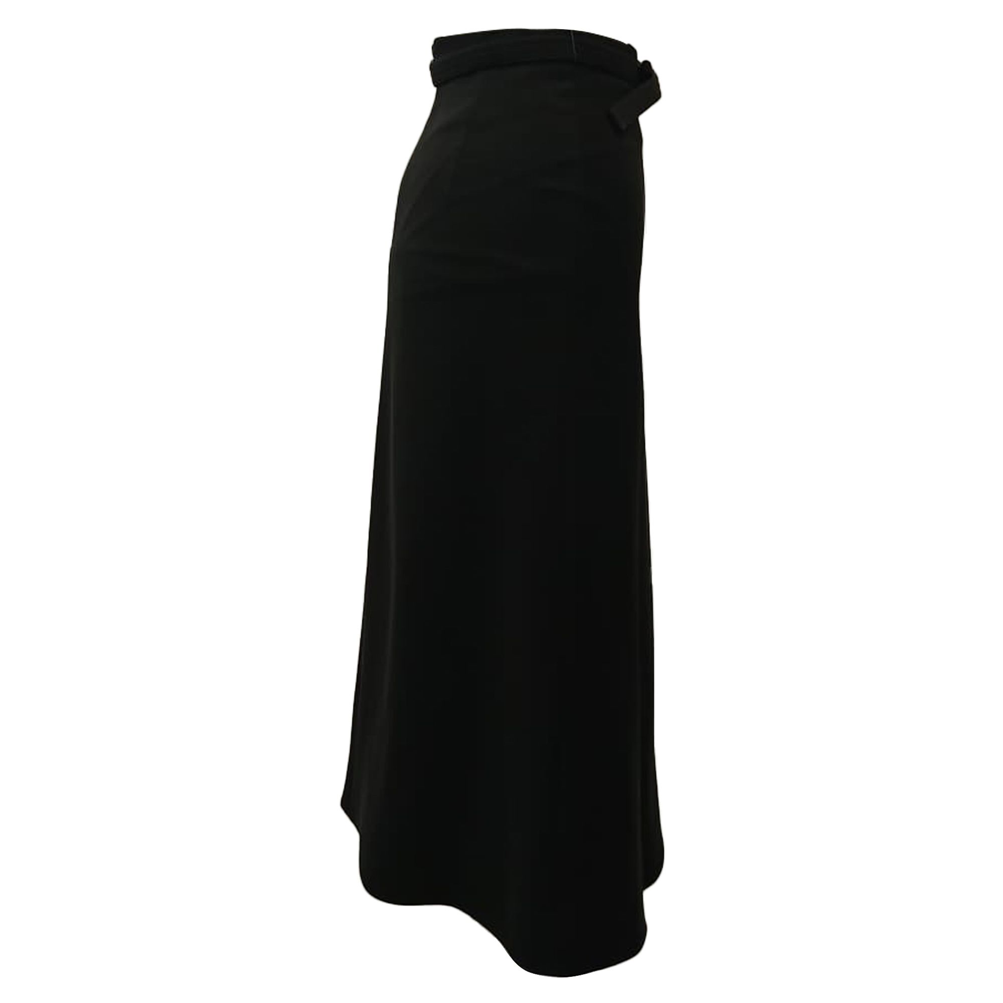Gucci Preloved Belted Midi Skirt in Black Polyester