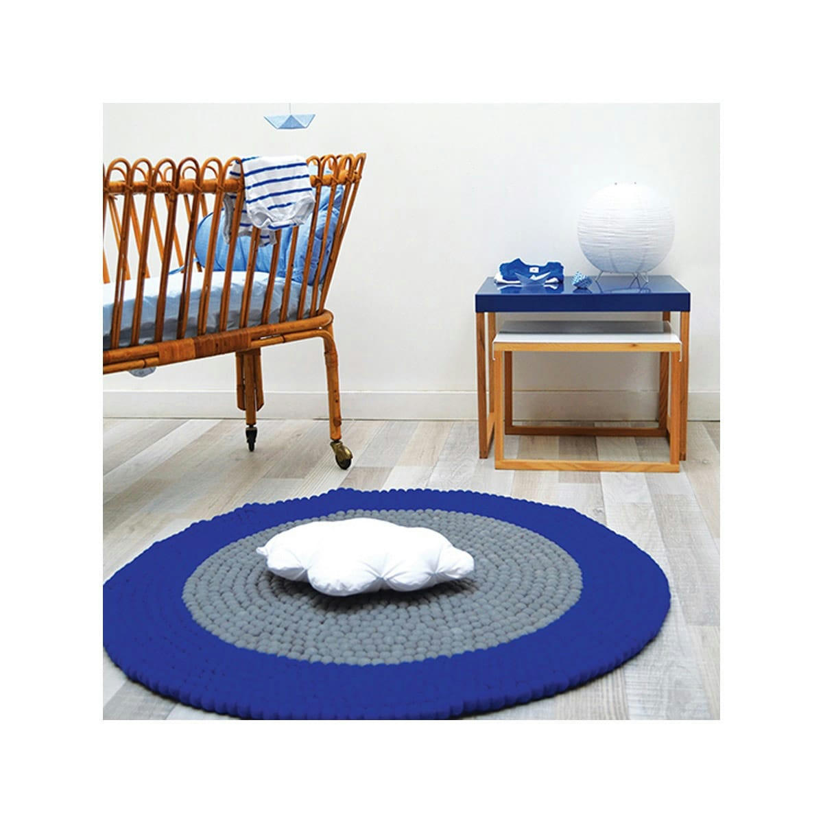 KARMA - Tapis design en Laine feutrée Bleu