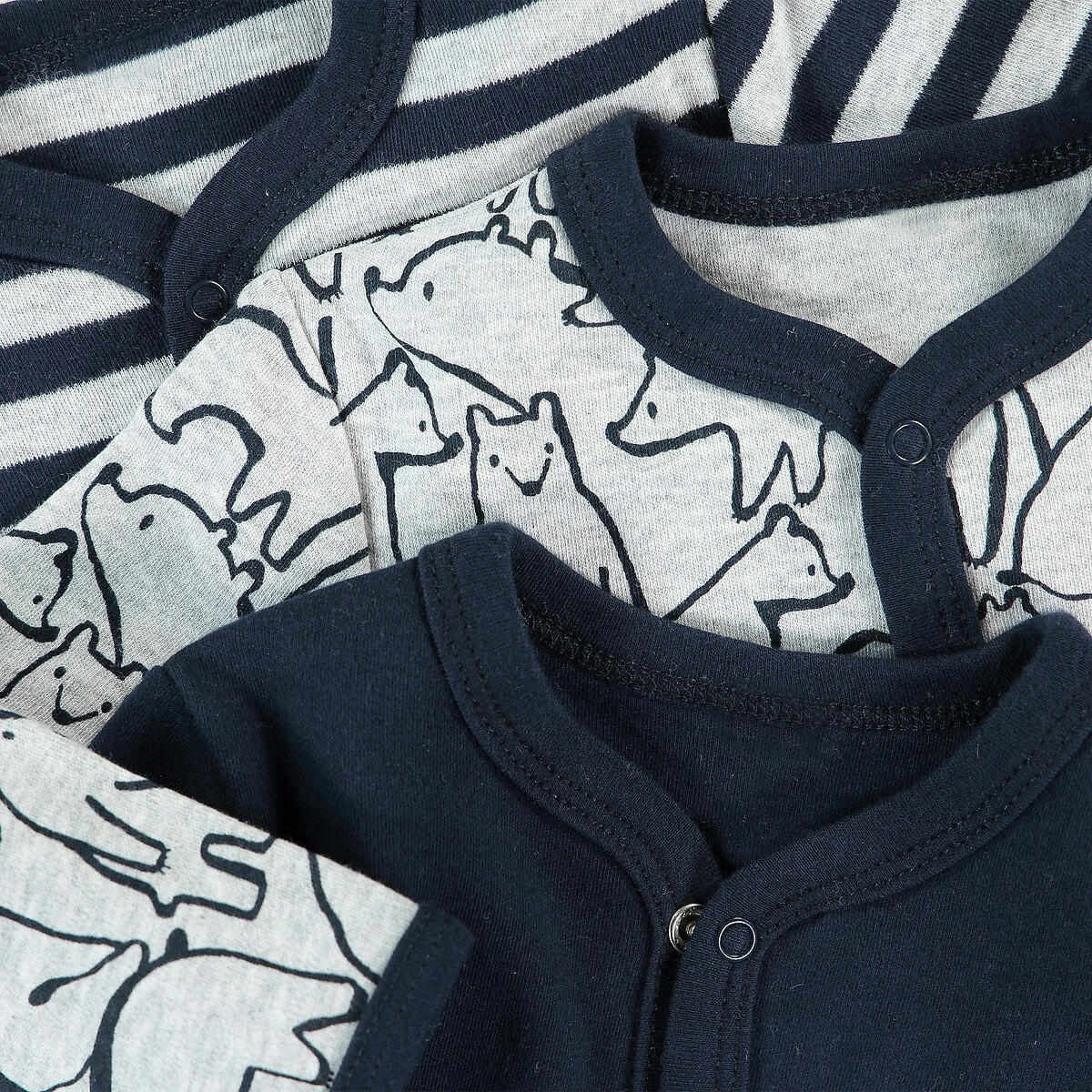 Lot de 3 pyjamas 1 pièce en coton