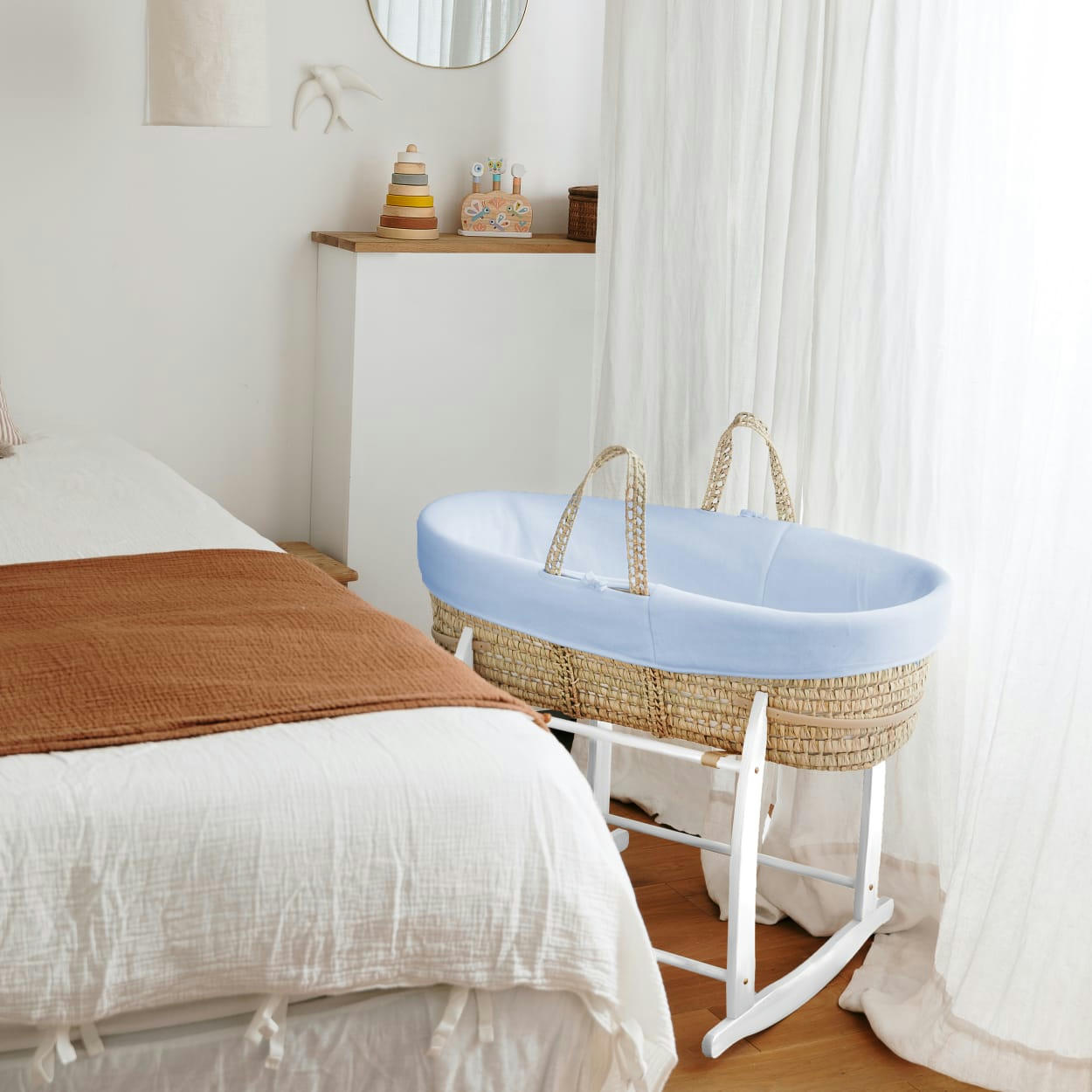 COUFFINS - Couffin Bébé - Velours de Coton Bio - Couleur  Azur