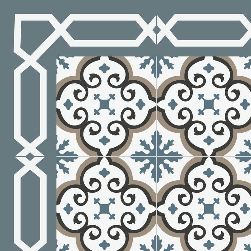 YAZIR DULCE - Tapis Vinyle Médium l 50xL120cm Multicolore Carreaux de ciment