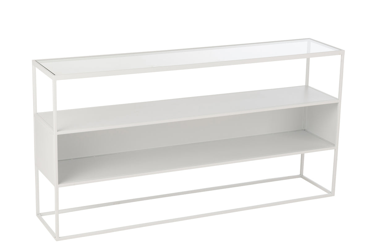 J-Line console Vierkant - metaal/glas - wit