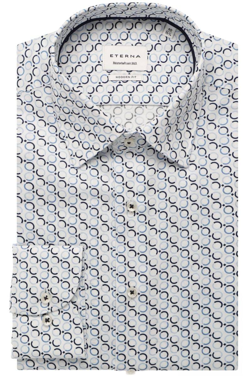 ETERNA Modern Fit Hemd blau, Bedruckt