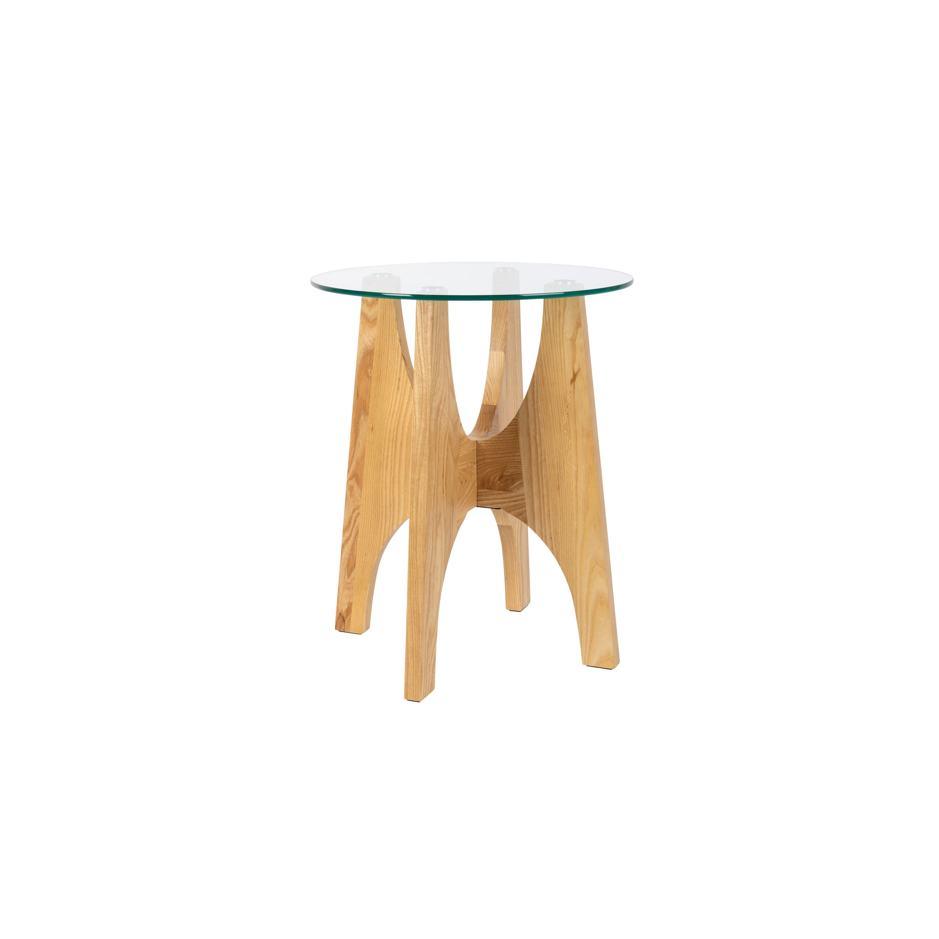 Zuiver Kobe Bijzettafel Rond 45 cm Glas/ Hout - Beige