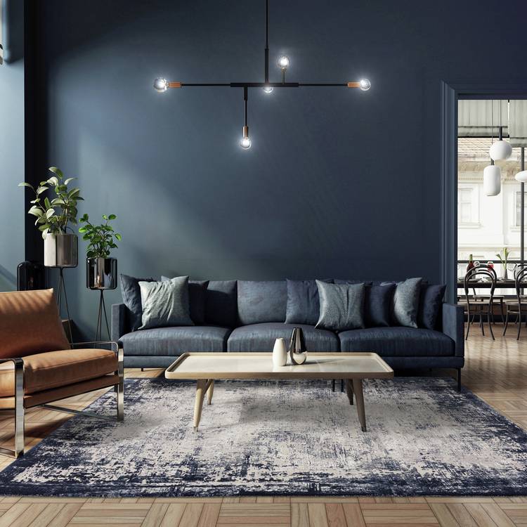 Asiatic Kuza Navy Cut Pile Rug - 80x150cm