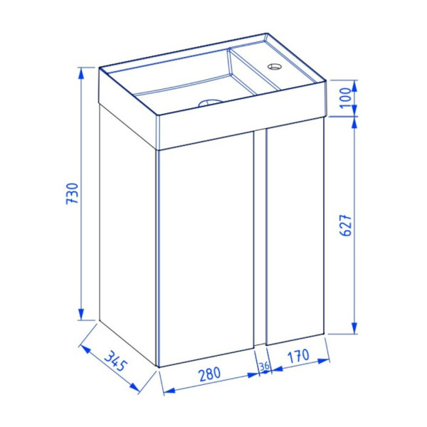 Szafka pod umywalkę UNIQ 49 cm jasno szara półmat z CARGO