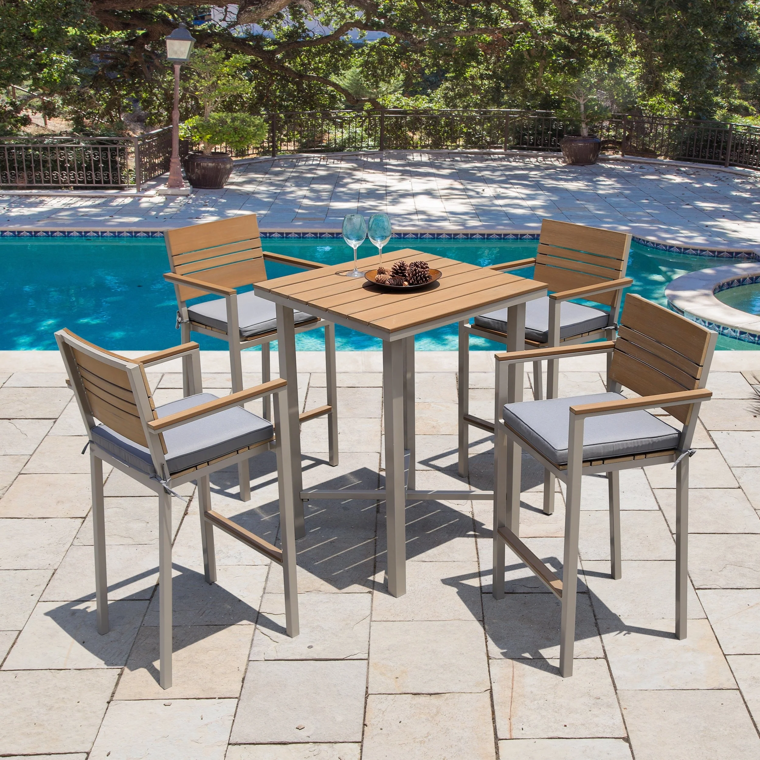 Corvus Jasmine Outdoor 5-piece Bar Set with Sunbrella Cushions