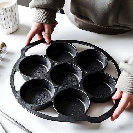 SOGA 2X Cast Iron Takoyaki Fry Pan Octopus Balls Maker 7 Hole Grill Mold 32cm