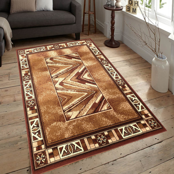 Dywan klasyczny brązowy do salonu pokoju 280 - 50x90 cm - modny solidny