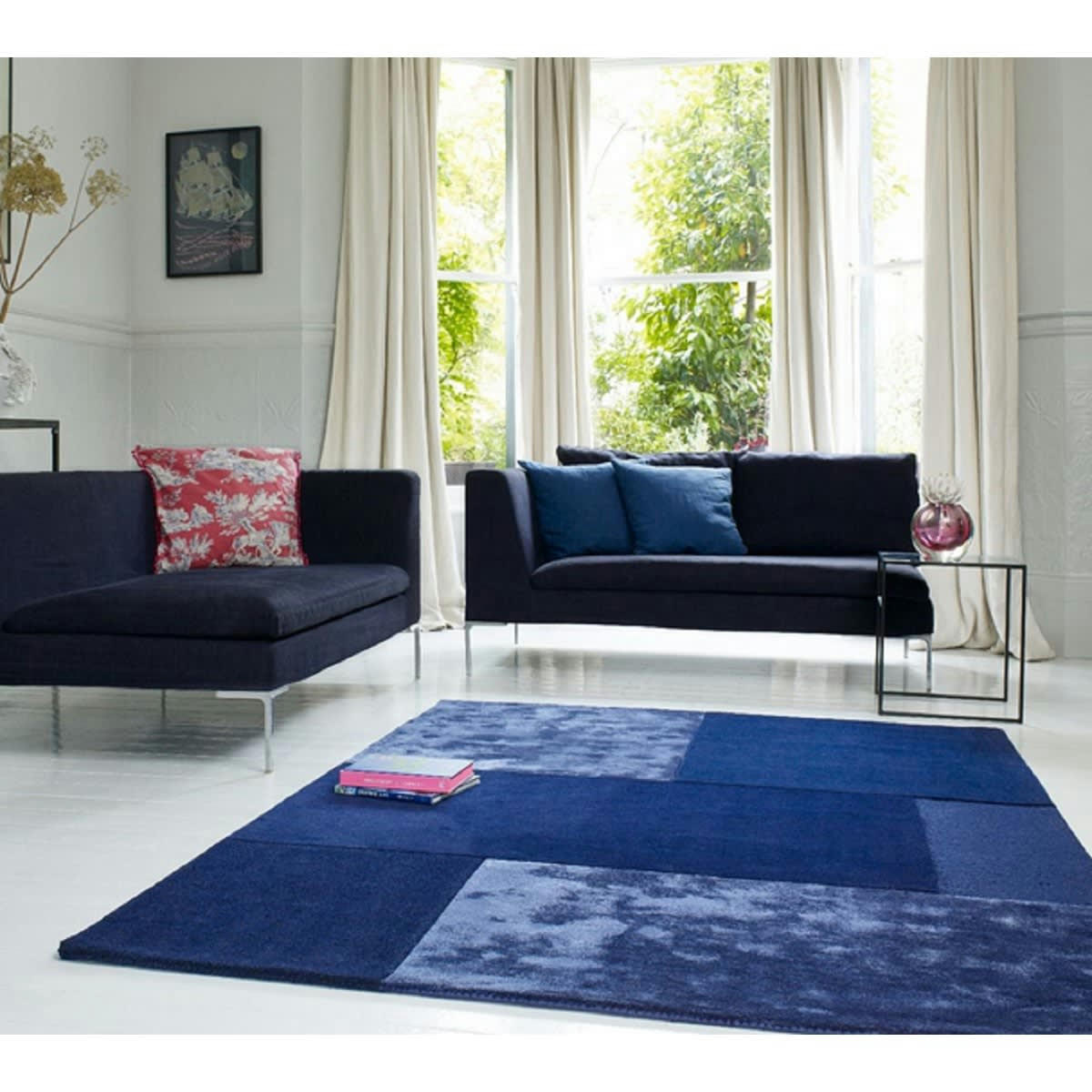 SLATE - Tapis tufté main en Laine Bleu 120x170 cm