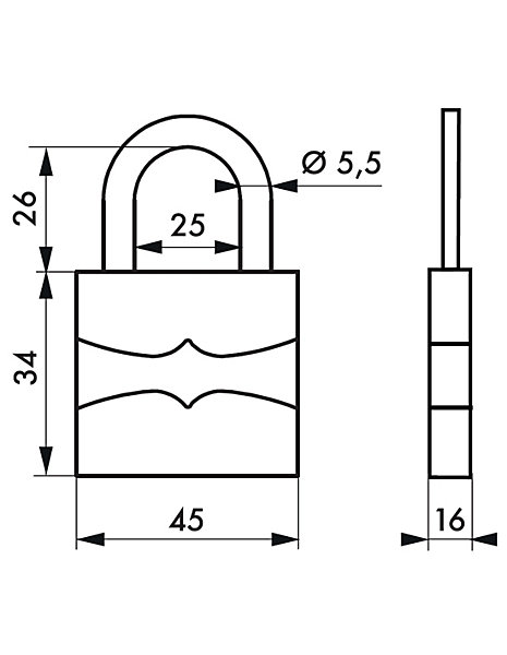 Cadenas à clé AUTO22, 45mm, anse acier zingué, 2 clés - SP