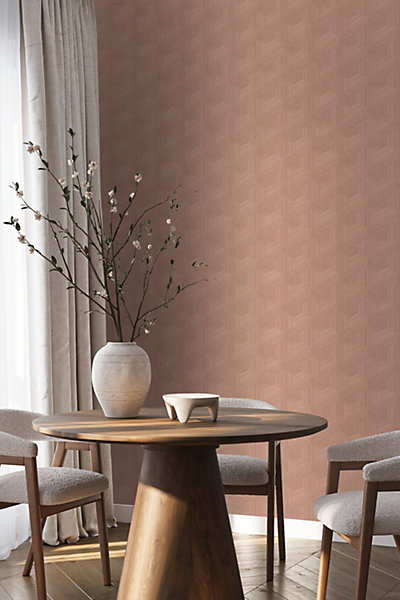 Origin Wallcoverings papier peint graphique 3D rose terracotta 50 x 900 cm
