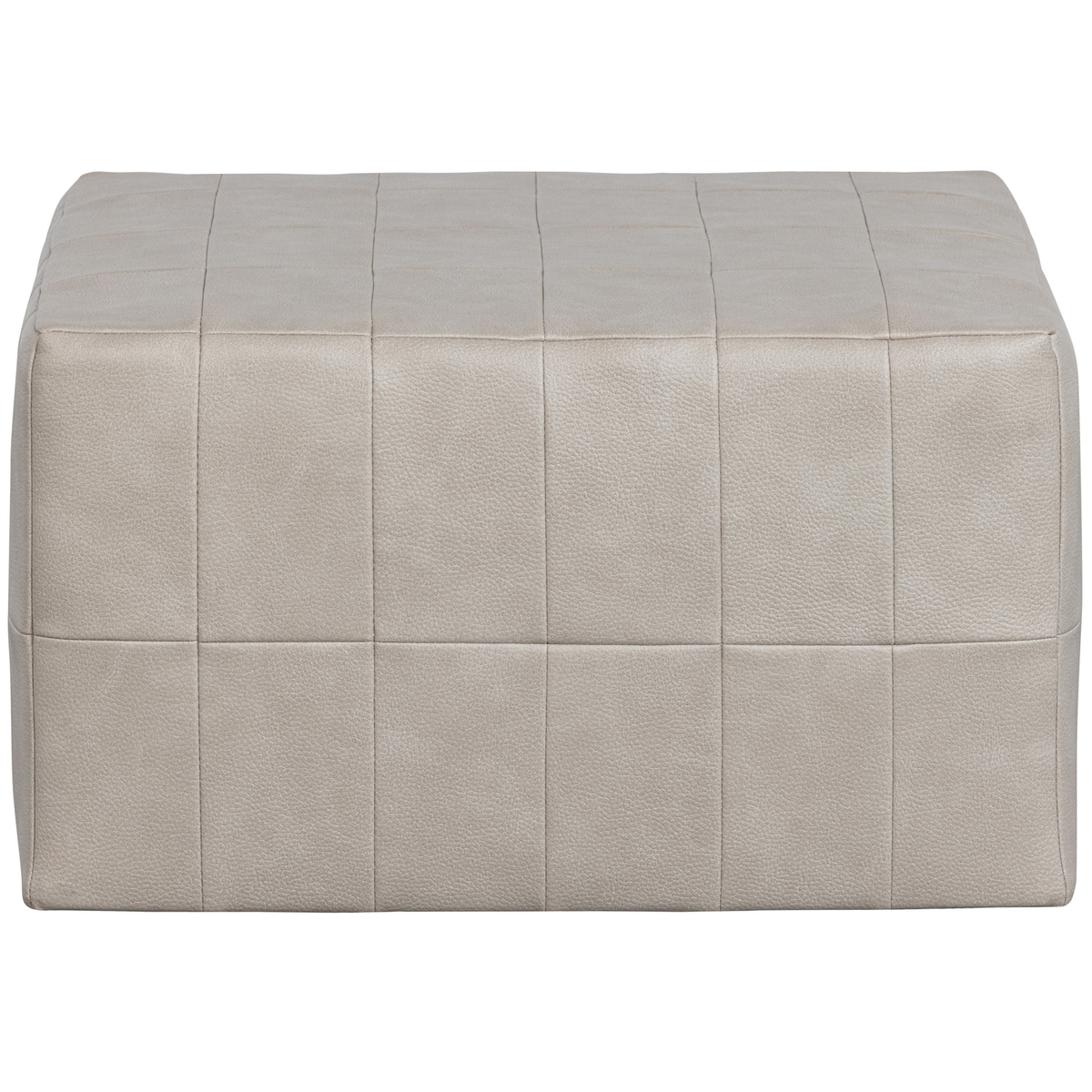 WOOOD poef Patchwork - Leerlook - Naturel - 36x60x60