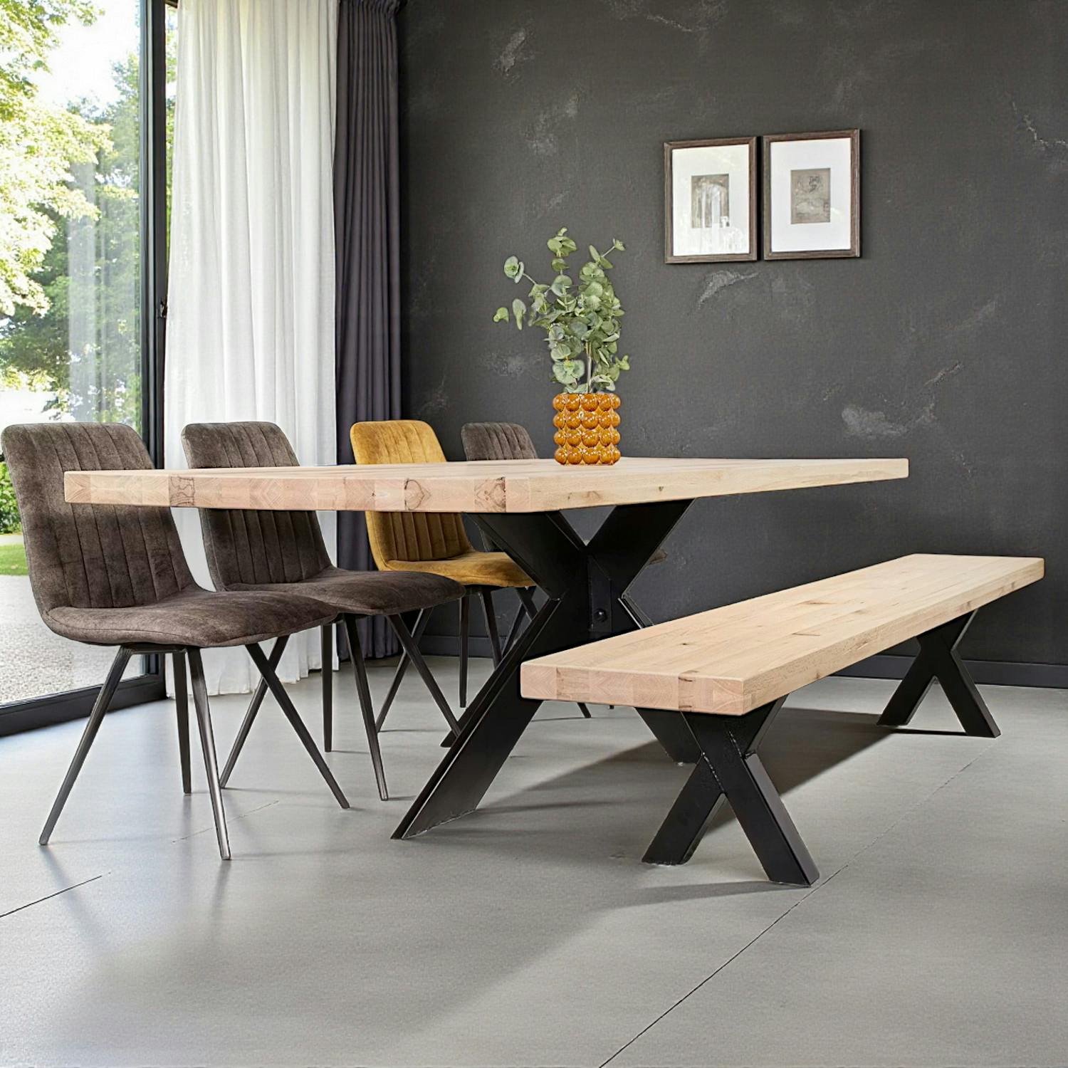 Banc en bois de chêne blanc 240 cm PALERME