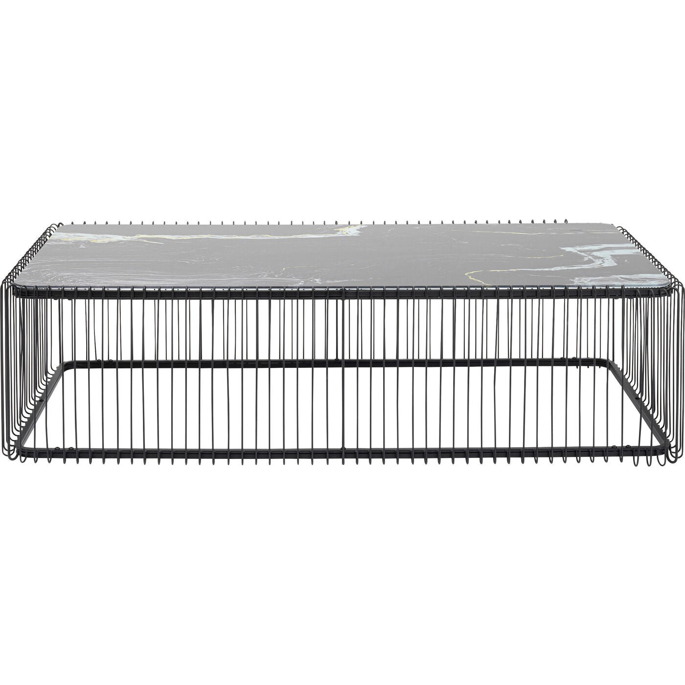 Kare Design Salontafel Wire zwart Marmer Glas 145x70cm
